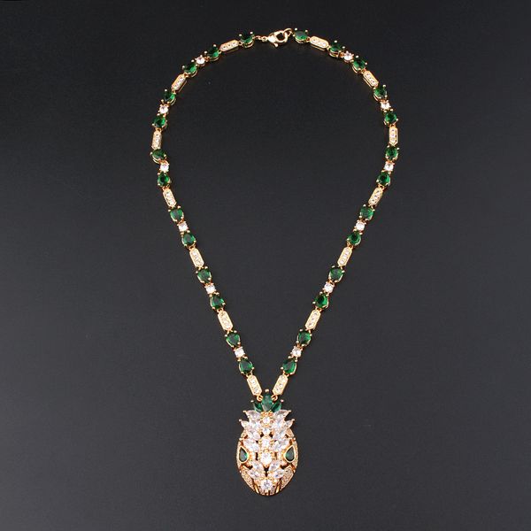 Зеленое золото, украшенные ювелирные ожерелья для змеи, подвесная толстая цепь для женщин, роскошные изящные модные дизайнер