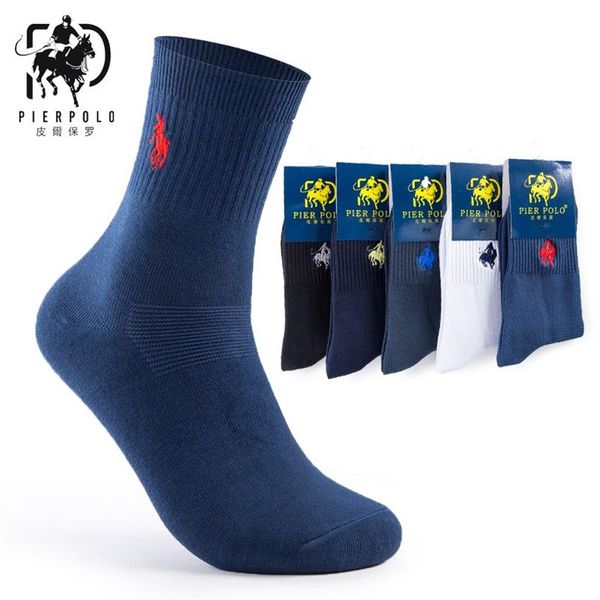 Moda de alta qualidade 5 pares / lote marca PIER POLO meias casuais de algodão negócios bordados meias masculinas fabricante inteiro 22348