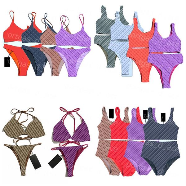 Biquínis estampados com letras Tankinis sexy acolchoado para festas na piscina Roupa de banho feminina Cuecas de praia Aconchegante Fato de banho dividido Feminino274D