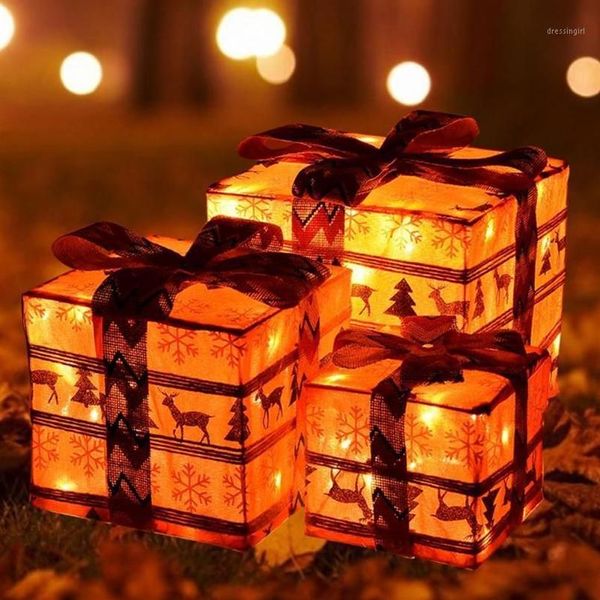 Decorazioni natalizie Glow In The Dark Lighting Confezione regalo Indoor Outdoor Pathway Present for Holiday Party Cristmas Ornament Xmas N324I