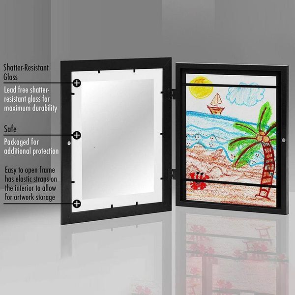 Bilderrahmen Kinder Art Magnetic Front Opening Frame For Poster Po Drawing Paintings Pictures Kids Toy Display Home Decor 230411