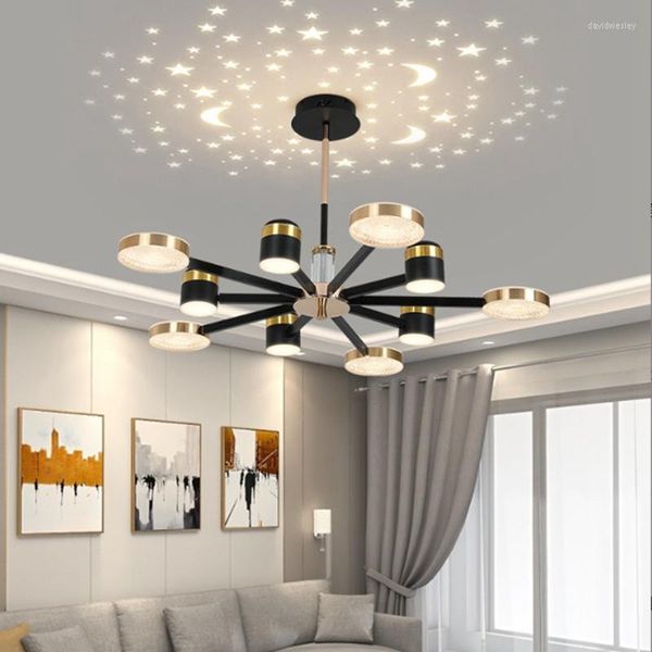 Lampadari 2023 Lampada da soffitto per soggiorno Moderna camera da letto intelligente a LED Lampadario da pranzo Lampadario di cristallo di lusso per la decorazione d'interni