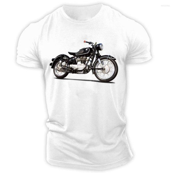 T-shirt da uomo T-shirt con stampa moto Estate Girocollo da uomo oversize Top a maniche corte Cotone stile street