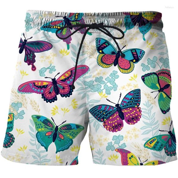Shorts masculinos crianças calças curtas verão desenhos animados animais 3d borboleta impressão meninos praia lazer swimwears roupas