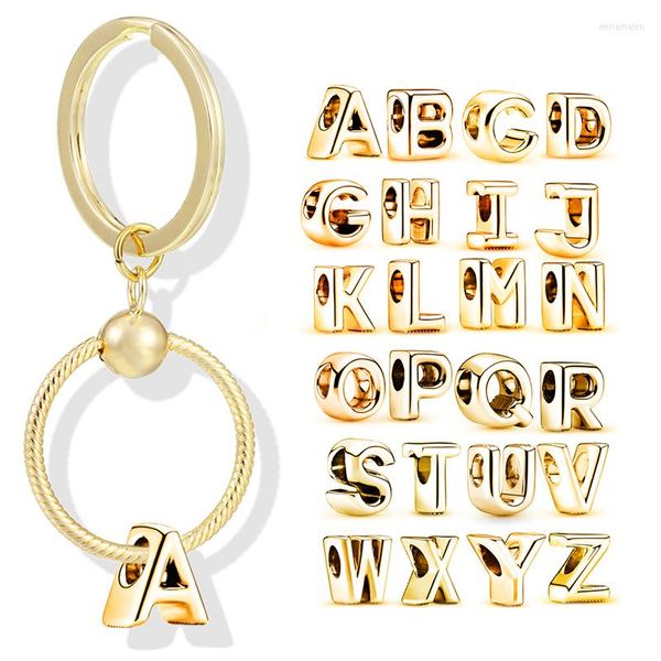 Клавки Тогарный Золотой Цвет Письмо Клавиатура A-Z English Alphabet Keyring для женщин мужские ювелирные аксессуары Оптовое специальное предложение