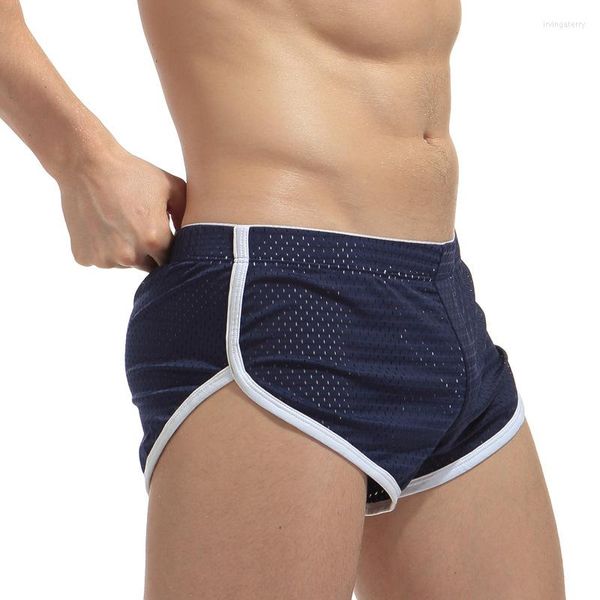 Indumenti da notte da uomo Pantaloncini da notte Home Traspirante Fessura per il ghiaccio Plus Taglia inferiore Mens all'ingrosso Pigiama a rete Boxer laterale 3XL Nylon solido maschile