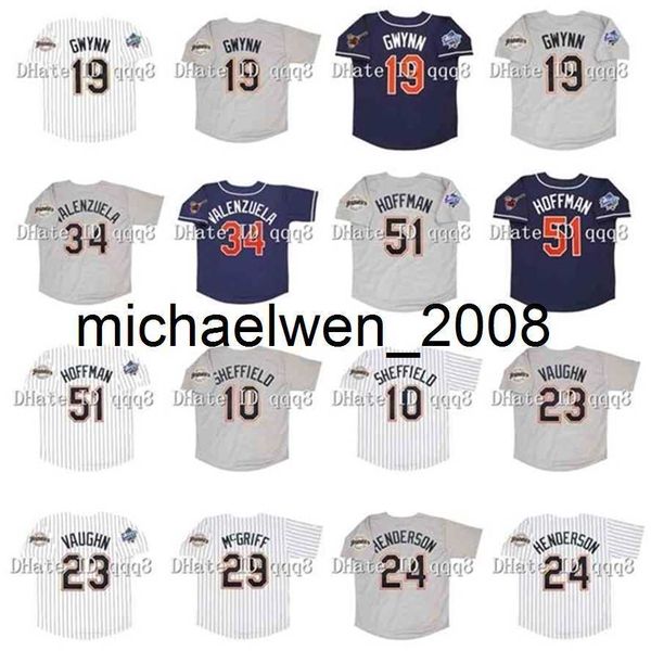 1998 Retro 19 Tony Gwynn Jersey 34 Fernando Valenzuela 24 Rickey Henderson51 Trevor Hoffman 10 Gary Sheffield 23 Greg Vaughn 29 Fred McGriff