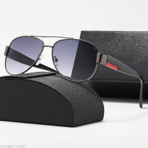 Vintage Sonnenbrille Herren Pilot Driving Polarisierte Brille Rote Linie Serie Schwarz Grau Outdoor UV400 Sonnenschirme Farbverlauf Metallrahmen Brille Glas