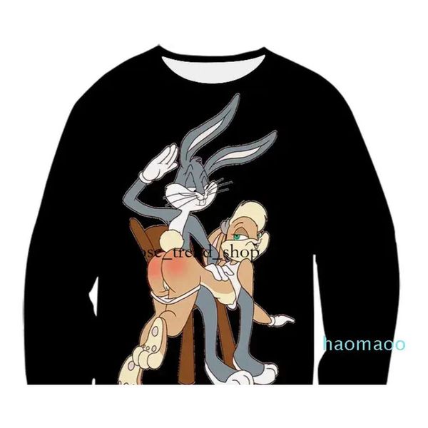 La più nuova moda donna uomo Bugs Bunny Looney Tunes divertente 3D stampato felpe casual felpa con cappuccio top S5xl B48979594818807452