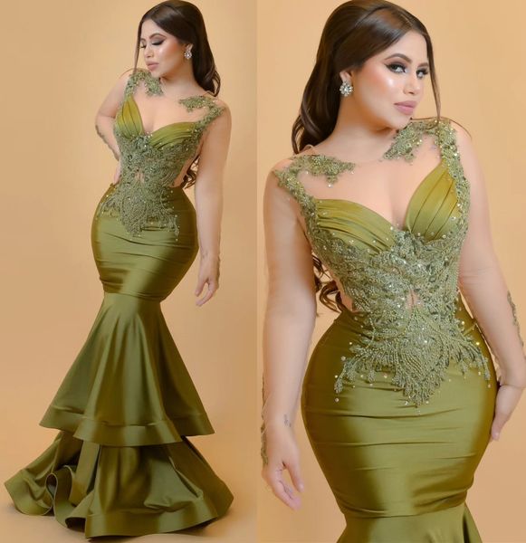 2023 Nov Aso Ebi Árabe Verde Sereia Mãe da Noiva Vestidos de Renda Frisada Noite Prom Festa Formal Aniversário Celebridade Mãe do Noivo Vestidos Vestido ZJT003