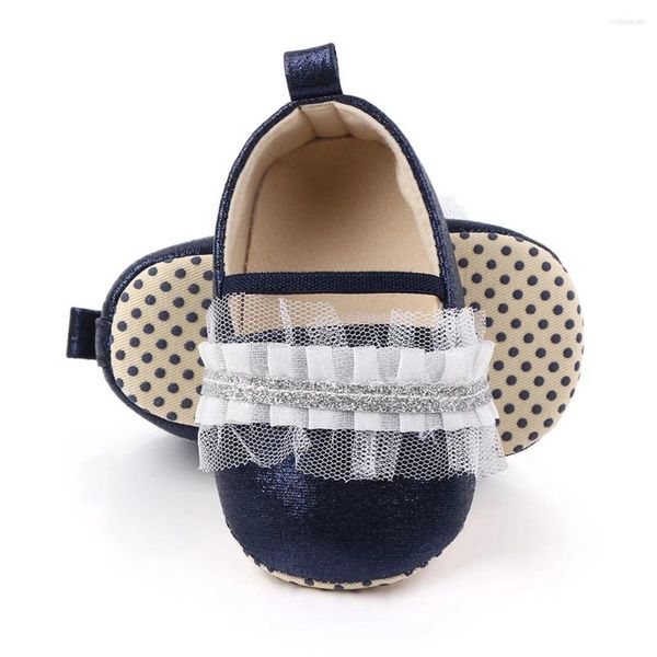 Primi camminatori 1 paio di scarpe da bambino con suola moda pizzo prewalker casual per l'autunno primavera (blu scuro 11 cm)