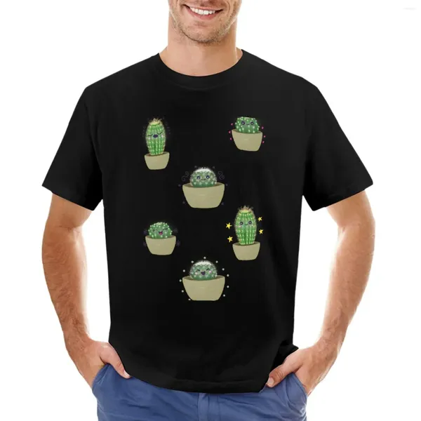 Regatas masculinas Cactus Cuties Camisetas masculinas fofas de manga comprida
