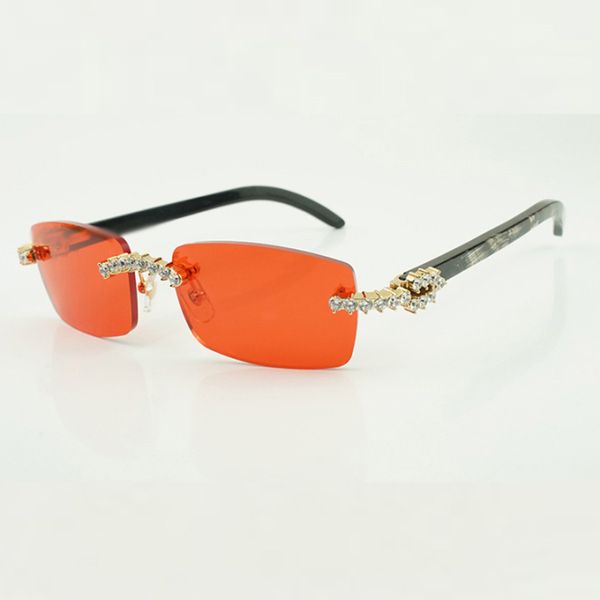 5,0 mm Diamond Buffs Sonnenbrille 3524012 mit natürlich strukturierten schwarzen Büffelhornbeinen und 56 mm Gläsern