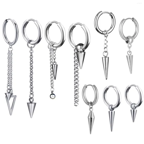 Серьги-кольца 2-9 шт. серебряного цвета в стиле рок-панк, хип-хоп, конус с заклепками, кулон с шипами для женщин и мужчин, набор серег-гвоздиков для пирсинга ушей