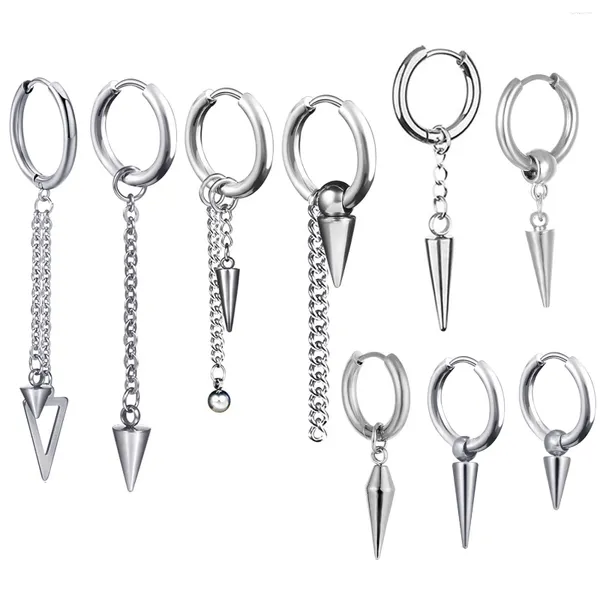 Creolen 2-9 Stück Silber Farbe Rock Punk Hiphop Kegelspitze Niete Spike Anhänger Damen Herren Kreis Ohrstecker Piercing Ohrringe Set