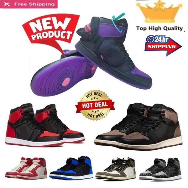 Mit Box 1 Across the Spider Verse Prowler Friends and Family Golf Olive Gift Giving Herren-Basketballschuhe 1s Royal Reimagined Satin Bred Palomino Panda WMNS Sneakers