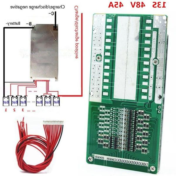 Freeshipping 48V 13S 45A Li-Ion Lipolymer Batterieschutzplatine Modul BMS PCB mit Balance Blxhg