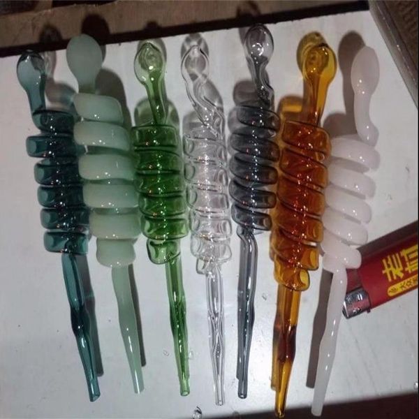 Pipa da fumo Mini bong in vetro per narghilè Forma di metallo colorato Pentola di fumo multi spirale colorata