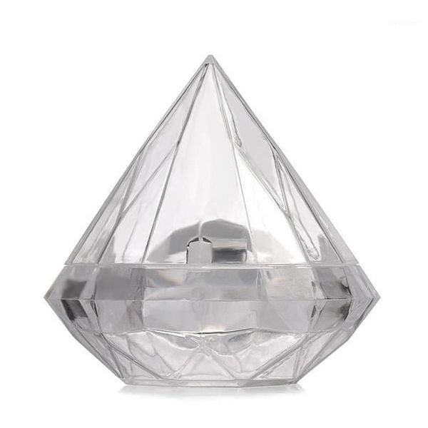 Confezione regalo 48 pezzi / lotto Scatola di caramelle di plastica trasparente a forma di diamante Trasparente Scatole di bomboniere per matrimoni Regali Givea Boda1261U