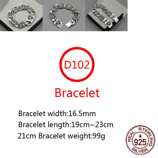 D102 S925 Bracciale in argento sterling Lettera di moda Personalizzata Vintage Round Cross Flower Punk Hip Hop Style Lover Gift