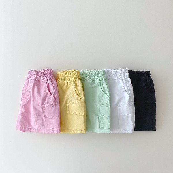 Shorts verão crianças meninos cor sólida cor de linho de algodão pão de linho de algodão Bloomers Bloomers 6 meses 4 anos 230412