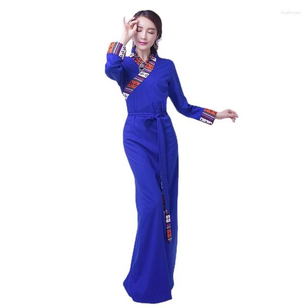 Ethnische Kleidung Tibetisches Kleid Damen Tibet Stil Vestido Mujer Orientalisches Kostüm Damen Robe Langer Abschnitt