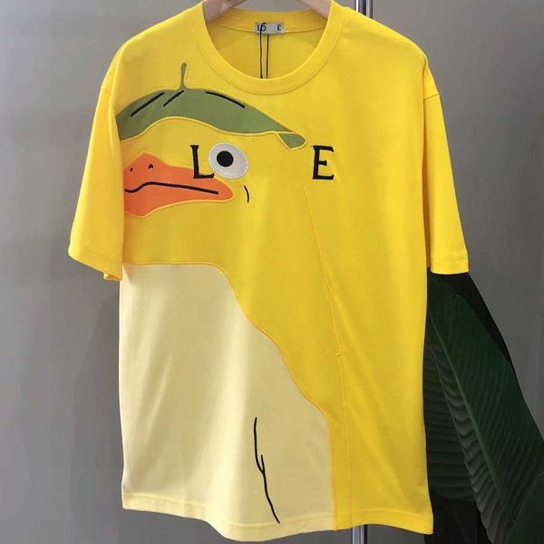 Designer Luxury Loes Classic Primavera Estate 2023 Nuovo ricamo giallo giallo Duck Short Short Shorted Men and Women Coppia T-shirt Student Shen