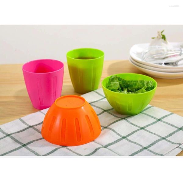 Set di stoviglie 6 pezzi Ciotole di plastica Colorate Riutilizzabili Insalata Maschera per il viso Condimenti per la casa (Colore casuale) Piatti