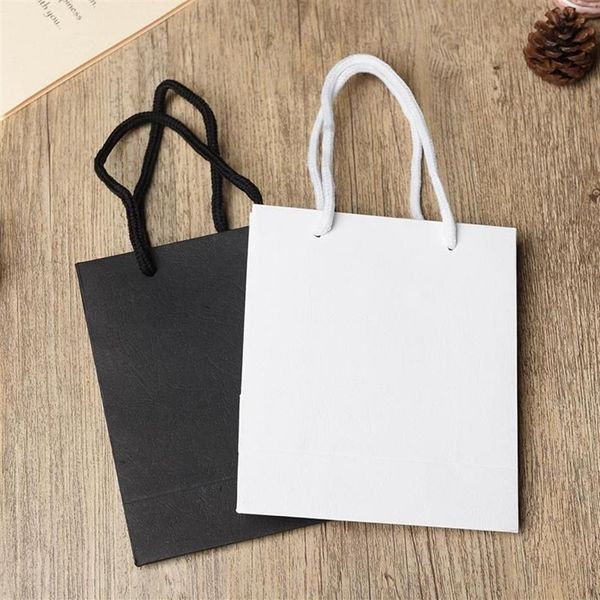 Envoltório de presente 10 pcs branco preto de alta qualidade saco de papel simples com alças Kraft caixa de doces pacote de festa de casamento 2200