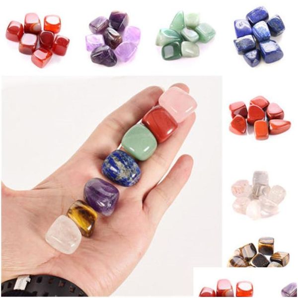 Sanat ve El Sanatları Doğal Kristal Çakra Taşı 7 PCS Set Stones Palm Reiki Şifa Kristalleri değerli taşlar ev dekorasyon aksesuarları damla dhsm8