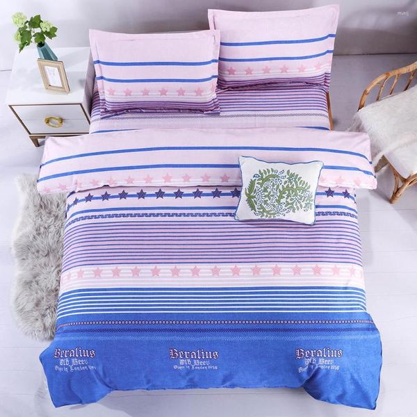 Bedding Sets Simples Home Têxtil Textil Capa macia e amigável para a pele azul 4pcs menino travesseiros de folhas planas folhas