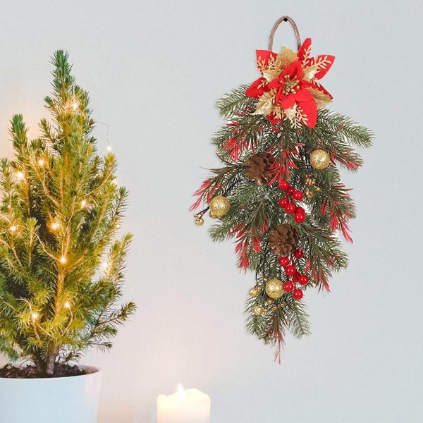 Dekorative Blumen-künstliche Weihnachtstränen-Kranz-Wand-Tür-hängende Swag-Girlande für Hintergrund-Ferienhaus-Weihnachtsdekoration