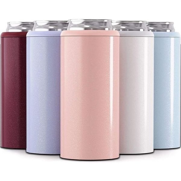 12-Unzen-Thermosbär-Dosenkühler, vakuumisolierte Tassen, doppelwandiger Tassenkühler aus 304-Edelstahl, Cola-Skinny-Dosenkühler 201204264S