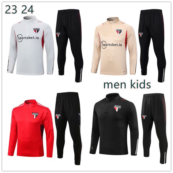 2023 2024 São Paulo Homens Crianças Meio Zíper Roupas de Treinamento Futebol Jerseys DIEGO COSTA GABI M. PAULO LUAN PABLO MAIA M. ARAUJO LUCIANO ALISSON CALLERI Camisas de Futebol Kit