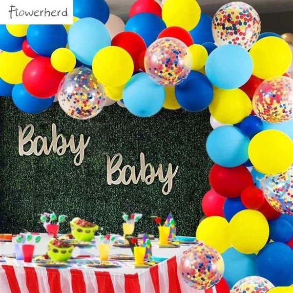 Decoração de festa carnaval circo balão arco e guirlanda kit 105 pcs látex arco-íris confetes chá de bebê casamento aniversário 242g