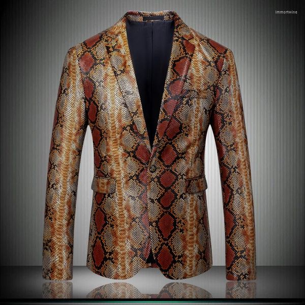 Мужские костюмы пуговица одиночная мужская пиджак 2023 Англия дизайнер -дизайнер -дизайнер крокодила змеи Золотой мужской куртка Slim Fit Party Wear 8806
