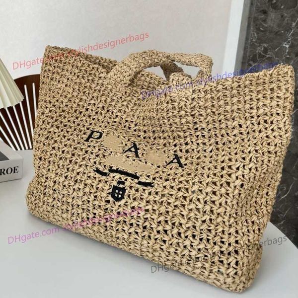 2023 New Designer Tote Bag Fashion Stripe Contrast Saco de grama grande Bolsa de praia de lojas de mão grande de tecido 412F3