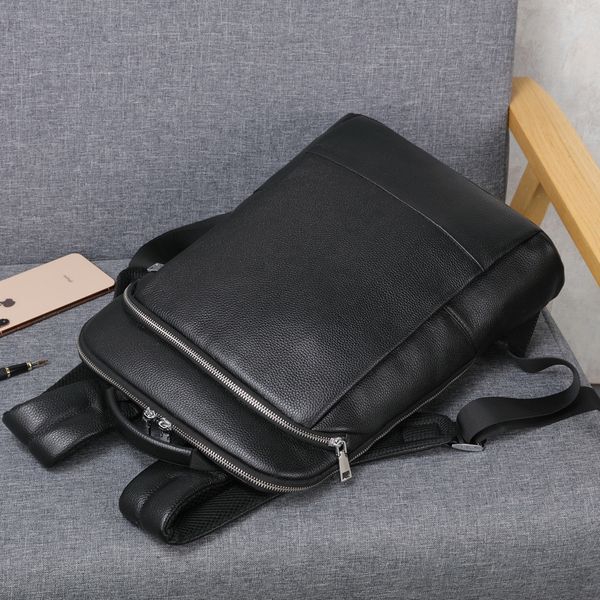 Zaino al 100% in pelle naturale uomo zaino con zaino per laptop slim uomini uomini da 15,6 pollici pacchetti da ufficio lavoro da ufficio maschio Business Backpack 230411