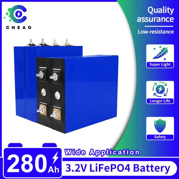 16PCS 3.2V Lifepo4 280Ah Batteria ricaricabile ad alta capacità Lifepo4 a ciclo profondo per camper Barca Energia solare Accumulo di energia