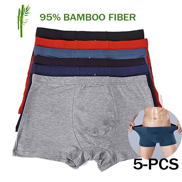 Underpants Fasion hochwertige Bambusunterwäsche Männer xl xxl xxxl xxxxl 5xl 6xl Größe Männer Boxer Unterwäsche Plus Größe Flat Feet Slips Black 230412