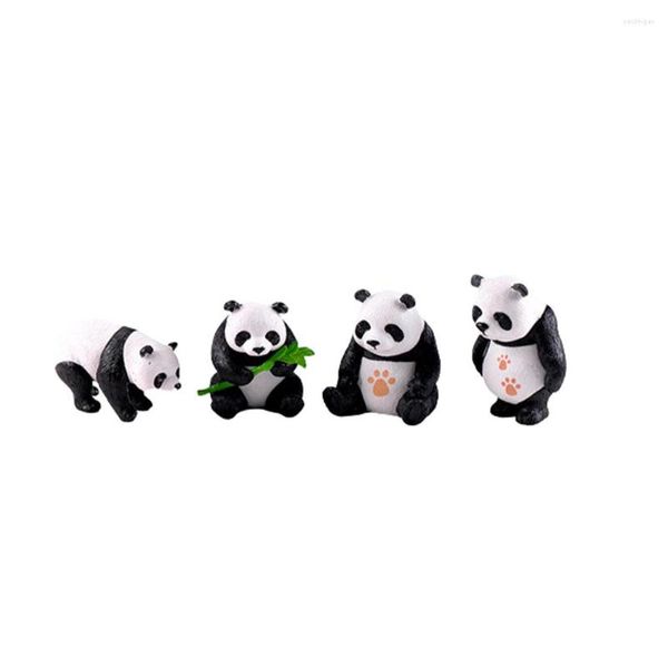 Figurine decorative 4 pezzi Figurine decorative panda Home Ornamenti carini Modello Simulazione Miniature Statua Micro giardino Regalo dei cartoni animati