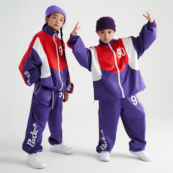 Bühne tragen Original Hip Hop Dance Kostüme Für Kinder Lose Sport Anzug Mädchen Jazz Moderne Leistung Kleidung Jungen Streetwear DQS14606