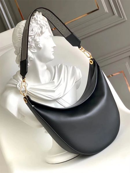 Top Tier Quality10a Designer Luna Bags Classic Womens Cowhide Hobo Bolsas Grande 34cm Bolsa Embreagem Real Couro Crossbody Ombro Black Bag Carteira com caixa