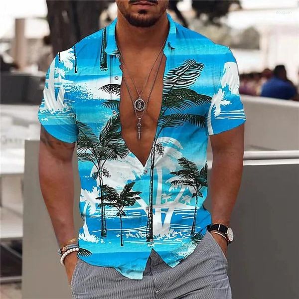 Camicie casual da uomo 2023 Hawaiian Tropical Men 3D stampato Beach Holiday Camicetta a maniche corte Harajuku 5XL Oversize Tops Tee Shirt Man