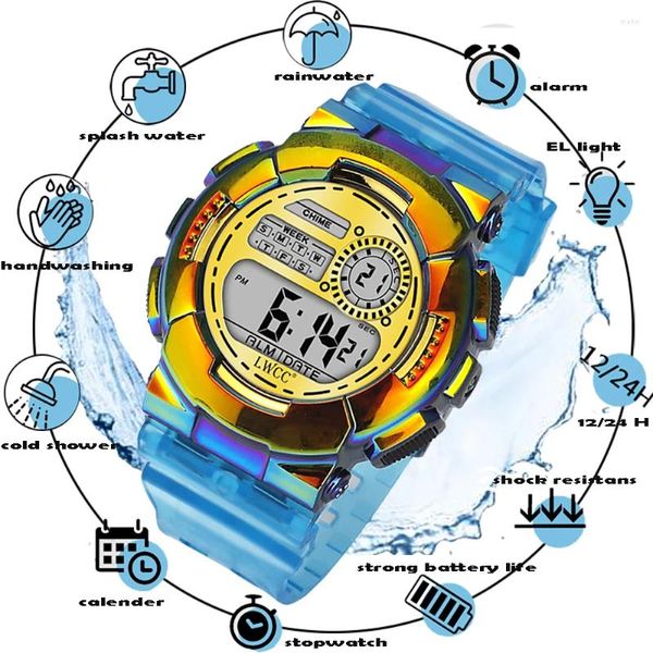 Armbanduhren Militärische wasserdichte Sport-Digitaluhr für Männer Frauen Outdoor Focus Buntes Zifferblatt Unisex Elektronische Junge Mädchen Relogio