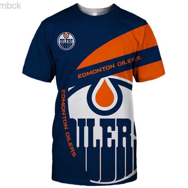 Herren T-Shirts 2022 Outdoor Fahrrad T-Shirt Sommer Casual Tops Edmonton Neue Herrenmode Blau Orange Nähte Weiß Note Print Oilers T-Shirts 3M412