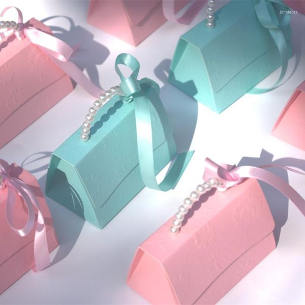 Confezione regalo 50 pezzi / lotto Scatole di caramelle per bomboniere portatili di lusso per feste Creative Baby Shower Bag Confezione di scatole di Natale fai da te