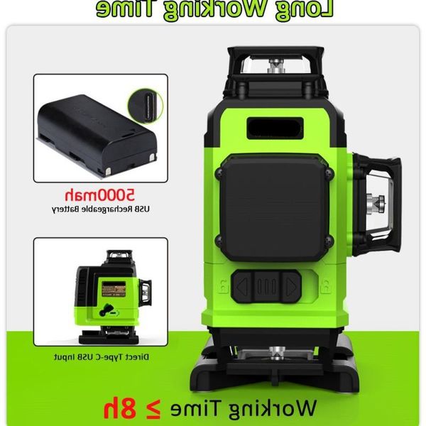 Green Line Livelli Laser 4D IE16R Telecomando Professionale Tedesco da Pavimento e Soffitto con Batteria agli Ioni di Litio da 5000mAh Thtfc