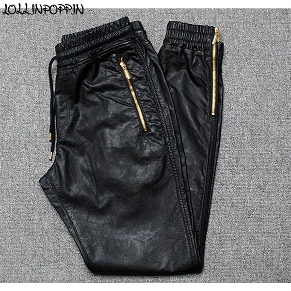 Erkekler Joggers sahte deri jogger pantolon yan fermuar hip hop pu deri harem pantolon fermuarlı bacak açılış pantolon çizmek bel 20111242s