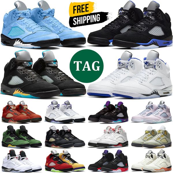 5s мужские баскетбольные туфли Jumpman 5 Ghost Green Alternate Bel Grape Fire Red White Cement Men Sports Conteekers